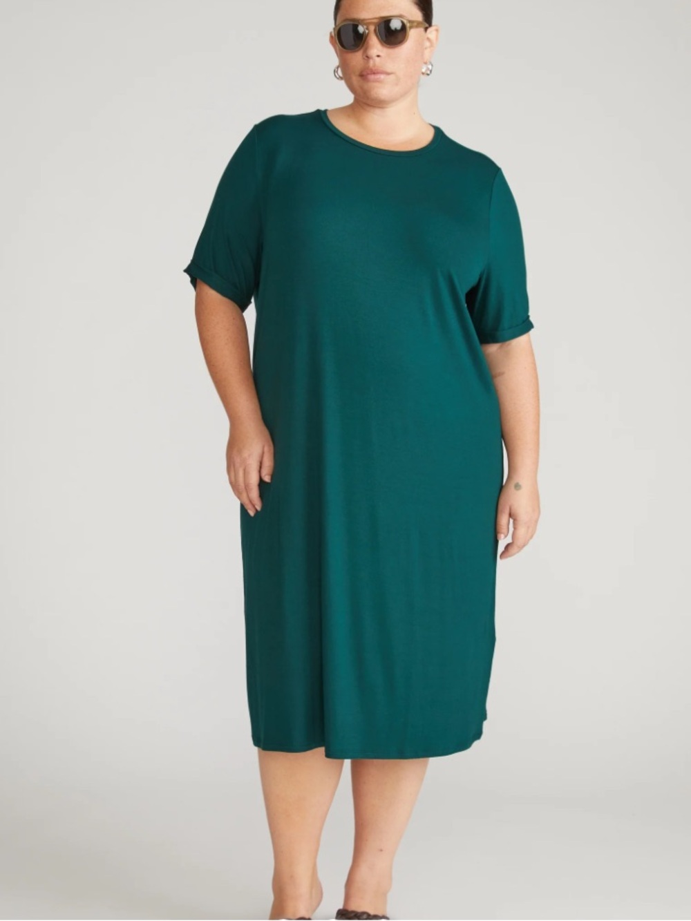 Universal Standard Lily Liquid Jersey Midi Dress Forest Green L 22-24 NWT